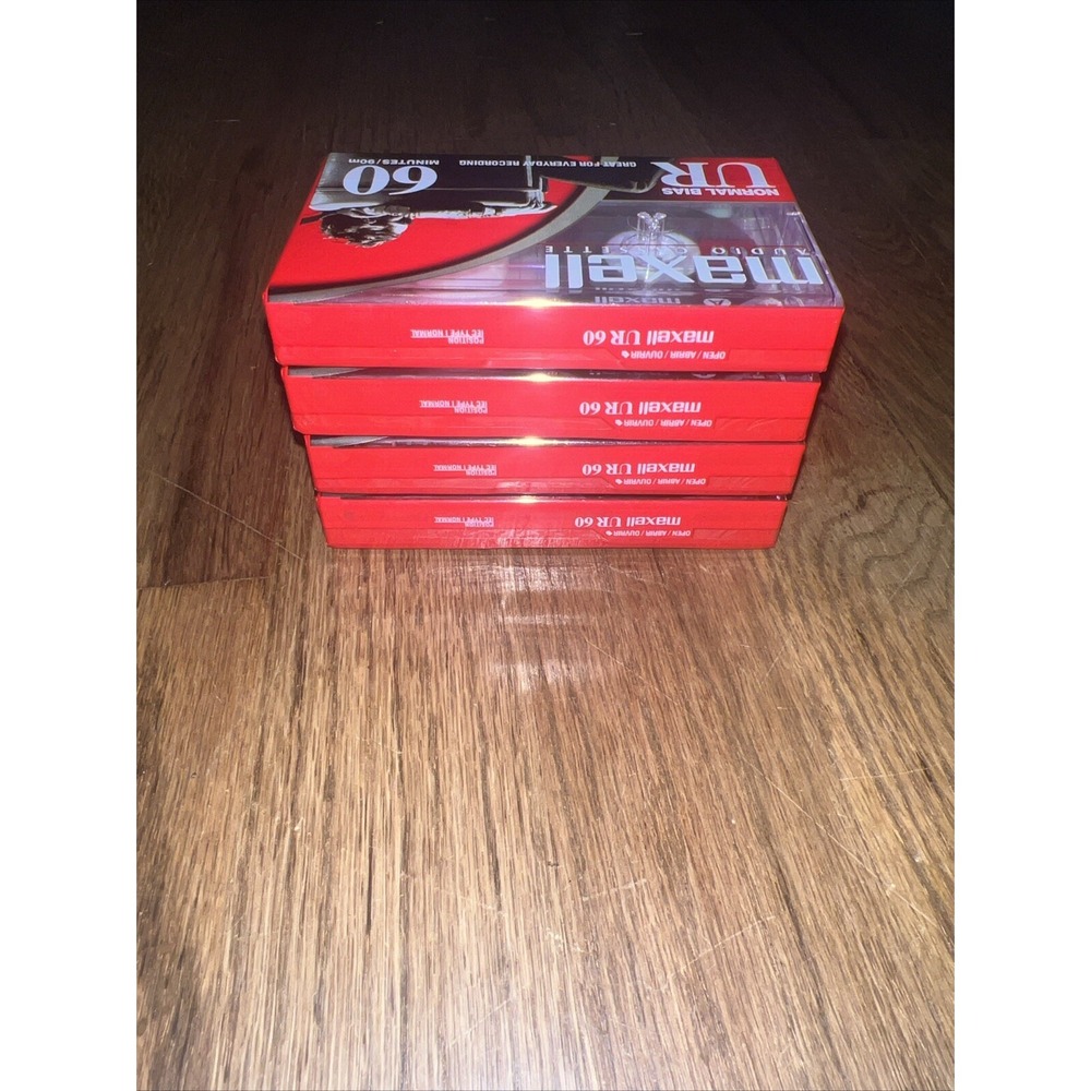 Lot of 4 New Sealed MAXELL UR 60 Minute Blank Audio Cassette Tapes - Picture 5 of 7